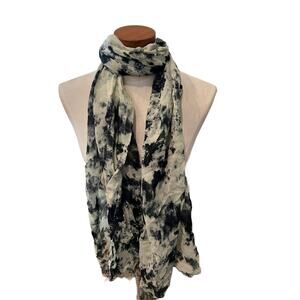 Soft Surroundings Large Lightweight Travel Scarf Black Cream Blot Print